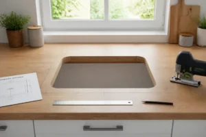 découpe plan de travail évier